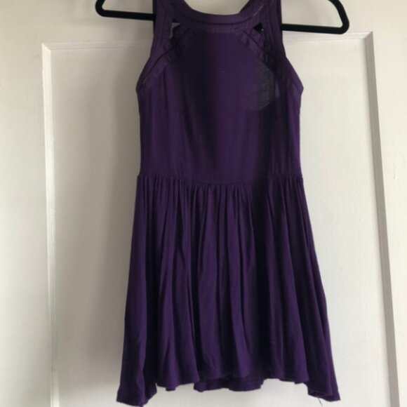 Y2K Urban Outfitters Plum Jersey Cut Out Skater Hipster Mini Dress - Picture 3 of 14